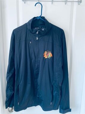 Black Antigua Chicago Blackhawks Regard Full-Zip Jacket Lined Chest Team Logo L